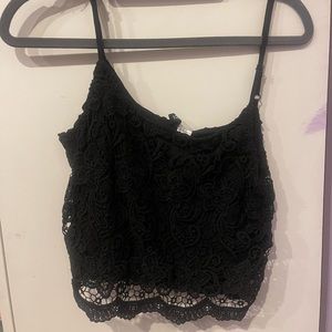 Black lace cami crop top